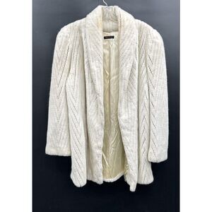 Vintage Style VL Ltd Women's Faux Fur White Open Front Coat (No Tag Size)